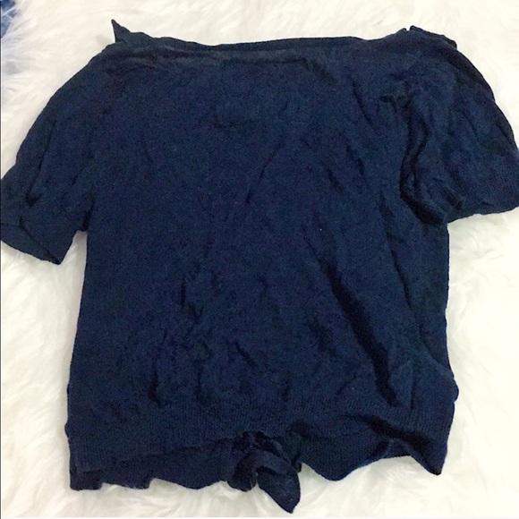Abercrombie Kids Navy Short Sleeve Ruffle Cardigan - Picture 2 of 4